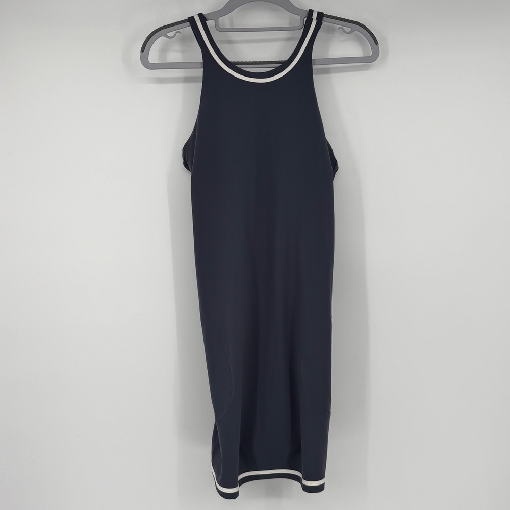 Vuori Volley Dress XS Navy White Trim Racerback Tennis Golf Pockets Athletic